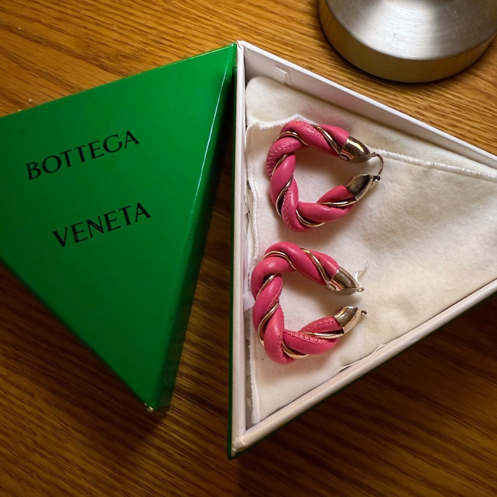 Bottega Veneta leather/sterling silver earrings